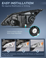 Nilight Headlights Assembly for Honda CRV(CR-V) 2007 2008 2009 2010 2011 Headlamp Chrome Housing Amber Reflector, view 3