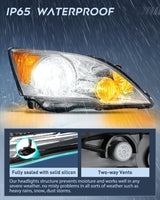 Nilight Headlights Assembly for Honda CRV(CR-V) 2007 2008 2009 2010 2011 Headlamp Chrome Housing Amber Reflector, view 6