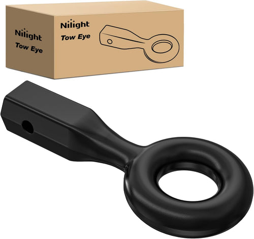 Nilight Heavy Duty Forged Receiver Mount Tow Eye 12,000 lb Towing Capacity | Fits 2 Inch Receivers Black Powdercoat Trailers and Towing Accessories