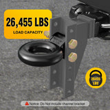 Nilight Heavy Duty Pintle Hitch Lunette Ring Tow Eye, 3 Inch ID, 26,455 lbs (12T) Capacity, Black Powdercoat,Trailers and Towing Accessories, view 5