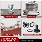 Nilight Heavy Duty Toggle Switch Waterproof 2 Pin 2 Position ON Off SPST 12V DC 30A with Mounting Panel and Weatherproof Cap Cover for Auto Car Marine Boat Automotive, view 4