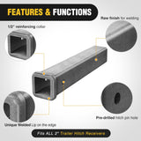 Nilight Hitch Adapter 2 Inch x 12 Inch Combo Bar Trailer Receiver Tube Weld-on Raw Steel Hitch Bar, view 3