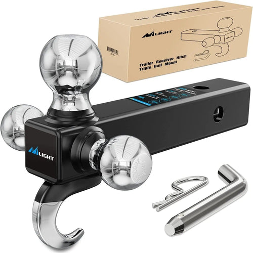 Nilight Hitch Ball Mount, 1-7/8in, 2in, 2-5/16in Balls and Tow Hook (2in Shank, 10000 lbs)