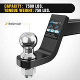 Nilight Hitch Ball Mount with 2 Inch Ball (2 Inch Shank, 7500 lbs, 4 Inch Drop), view 6