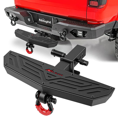Nilight Hitch Step 2 Inch Receiver Universal Trailer Hitch Step Armor with Anti-Theft D-Ring Shackle Hitch Lock Stabilizer Anti-Slip Design Rear Bumper Guard for Pickups Trucks Vans SUVs ATVs