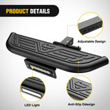 Nilight Hitch Step 2 Inch Receiver Universal with LED Light, Pin Lock and U-Bolts Stabilize,Rear Bumper Guard for Pickups Trucks Vans SUVs ATVs, view 4