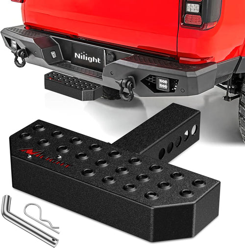 Nilight Hitch Step with 2 Inch Hitch Receiver Rear Bumper Guard Protector 11.9 Inch with 5/8 Inch Hitch Pin Clip Upgraded Textured Black Anti Slip Hitch Step Bar for Pickup Truck Car SUV