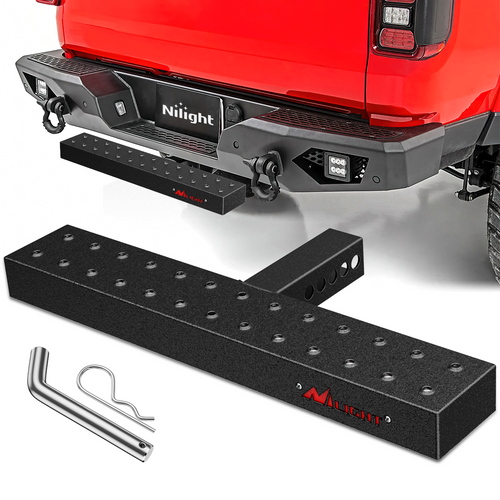 Nilight Hitch Step with 2Inch Hitch Receiver Rear Bumper Guard Protector 23.5 Inch with 5/8Inch Hitch Pin Clip Upgraded Textured Black Anti Slip Hitch Step Bar for Pickup Truck Car SUV