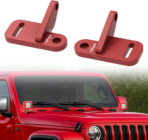 Nilight Hood Light Brackets for Wrangler JL JLU Gladiator JT 18-25, Red | for Jeep Wrangler JL JLU Gladiator JT 2018 2019 2020 2021 2022 2023 2024 2025, A-Pillar Auxiliary Offroad LED Pods Mounting