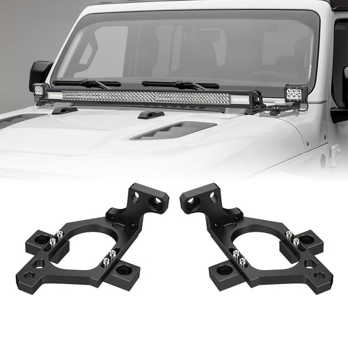 Nilight Hood Light Mounting Brackets Compatible with Jeep Wrangler JK 2007-2017, LED Light Bar Hood Mount Bracket, No Drilling Required, 2PCS