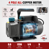 Nilight HVAC Vacuum Pump, 3.5 CFM 1/4 HP 110V Single Stage AC Vacuum Pumps Kit for R22 R404a R134a R410a 5 Pa Ultimate Vacuum for Auto Air Conditioning Servicing Refrigerant Recharging, Oil Included, view 2