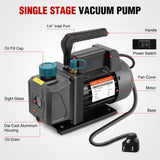 Nilight HVAC Vacuum Pump, 3.5 CFM 1/4 HP 110V Single Stage AC Vacuum Pumps Kit for R22 R404a R134a R410a 5 Pa Ultimate Vacuum for Auto Air Conditioning Servicing Refrigerant Recharging, Oil Included, view 3
