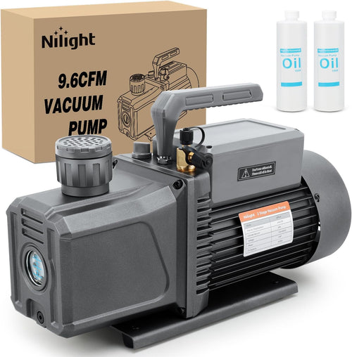 Nilight HVAC Vacuum Pump, 9.6 CFM 1 HP 110V 2 Stage AC Vacuum Pumps Kit for R22 R404a R134a R410a, 3x10?1 Pa Ultimate Vacuum for Auto Air Conditioning Servicing Refrigerant Recharging, Oil Included