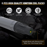 Nilight Ignition Coil Pack Fit for Ford Edge Explorer F150 Flex Taurus Lincoln MKS MKT MKZ Mazda 6 CX-9 Mercury Sable 3.5L 3.7L V6 2007 2008 2009 2010 2011-2016 OE# UF553 DG520 Ignition Coils Set of 6, view 2