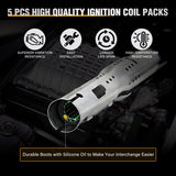Nilight Ignition Coil Pack Fit for Volkswagen Audi VW Jetta Rabbit Beetle Passat Golf Tiguan GTI Eos CC Quattro A3 A4 A5 Q3 2005 2006 2007 2008 09 10 11 2012 2.5L L5 OE# UF575 Ignition Coils Set of 5, view 2