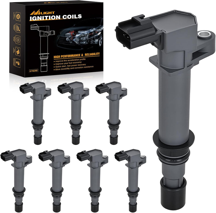 Nilight Ignition Coil Pack UF270 Fit for Dodge Ram 1500 Durango Dakota Jeep Commander Grand Cherokee Liberty Mitsubishi Raider Aspen 2002-2007 4.7L V8 3.7L V6 OE# UF297 UF399 Ignition Coils Set of 8