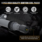 Nilight Ignition Coil Pack UF270 Fit for Dodge Ram 1500 Durango Dakota Jeep Commander Grand Cherokee Liberty Mitsubishi Raider Aspen 2002-2007 4.7L V8 3.7L V6 OE# UF297 UF399 Ignition Coils Set of 8, view 2