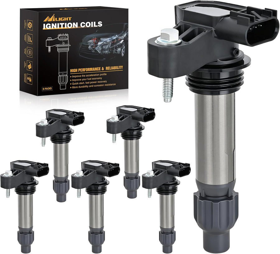 Nilight Ignition Coil Pack UF569 Fit for Buick Chevy GMC Pontiac Saab 9-4X Saturn Outlook Allure Enclave Cadillac CTS SRX XTS Impala Acadia Terrain G6 OE# C1555 D515C GN10494 Ignition Coils Set of 6