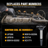Nilight Ignition Coil Pack UF596 Fit for Toyota Lexus Pontiac Vibe Scion IM/XD Corolla Matrix Prius V CT200H 2008 2009 2010 11 12 13 14 15 16 2017 1.8L L4 OE# C1714 90919-02252 Ignition Coils Set of 4, view 4