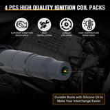 Nilight Ignition Coil Pack UF611 Fit for Kia Sorento Forte Koup Optima Sportage Rondo Borrego Hyundai Sonata Santa Fe Genesis Coupe Tucson 2008-2016 2.0L 2.4L L4 OE#C1667 C1669 Ignition Coils Set of 4, view 2