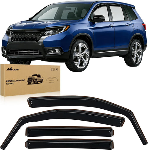 Nilight in-Channel Rain Guards for Honda Passport 2019-2024 2025, Vent Window Visors Low Profile Wind Deflectors for Rain & Fresh Air Ventilation, Smoke Tinted-4PCS