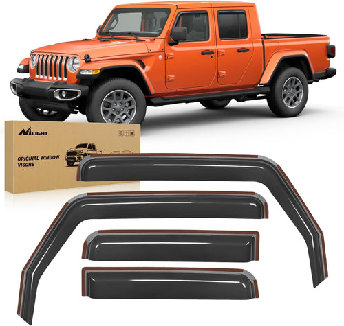 Nilight in Channel Rain Guards for Jeep Gladiator 2020 2021 2022 2023 2024 2025 2026 Side Window Deflectors, Vent Window Visors-4PCS