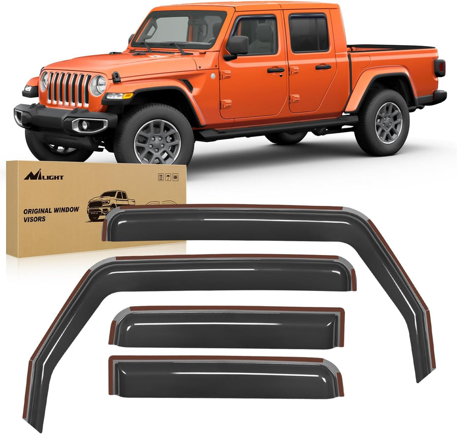 Nilight in Channel Rain Guards for Jeep Gladiator 2020 2021 2022 2023 2024 2025 2026 Side Window Deflectors, Vent Window Visors-4PCS