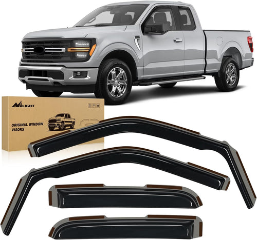 Nilight In-Channel Window Deflectors for Ford F150 Super Cab 2021–2026 & Ford Super Duty Super Cab 2023–2026, Reduce Wind Noise, Rain Guards for Daily Driving, Towing & Work Trucks, Smoke Tinted, 4PCS