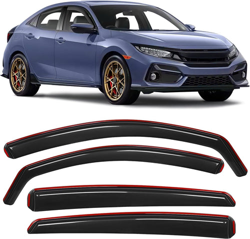 Nilight in-Channel Window Deflectors for Honda Civic Hatchback 2016 2017 2018 2019 2020 2021, Inside Mount Rain Guards, Low Profile Wind Deflectors for Cars, Smoke Tinted, 4PCS