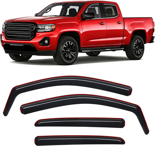Nilight in Channel Window Visors for Chevy Colorado GMC Canyon 2015-2022 Crew Cab, Smoke Rain Guards, Clip-On Installation, Wind Deflectors for Sun Rain Ventilation-4PCS