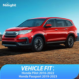 Nilight in-Channel Window Visors for Honda Pilot 2016 2017 2018 2019 2020 2021 2022, Side Window Deflectors Rain Guards for Cars, Sleek Low Profile Design, Smoke Tinted, 4PCS, view 4