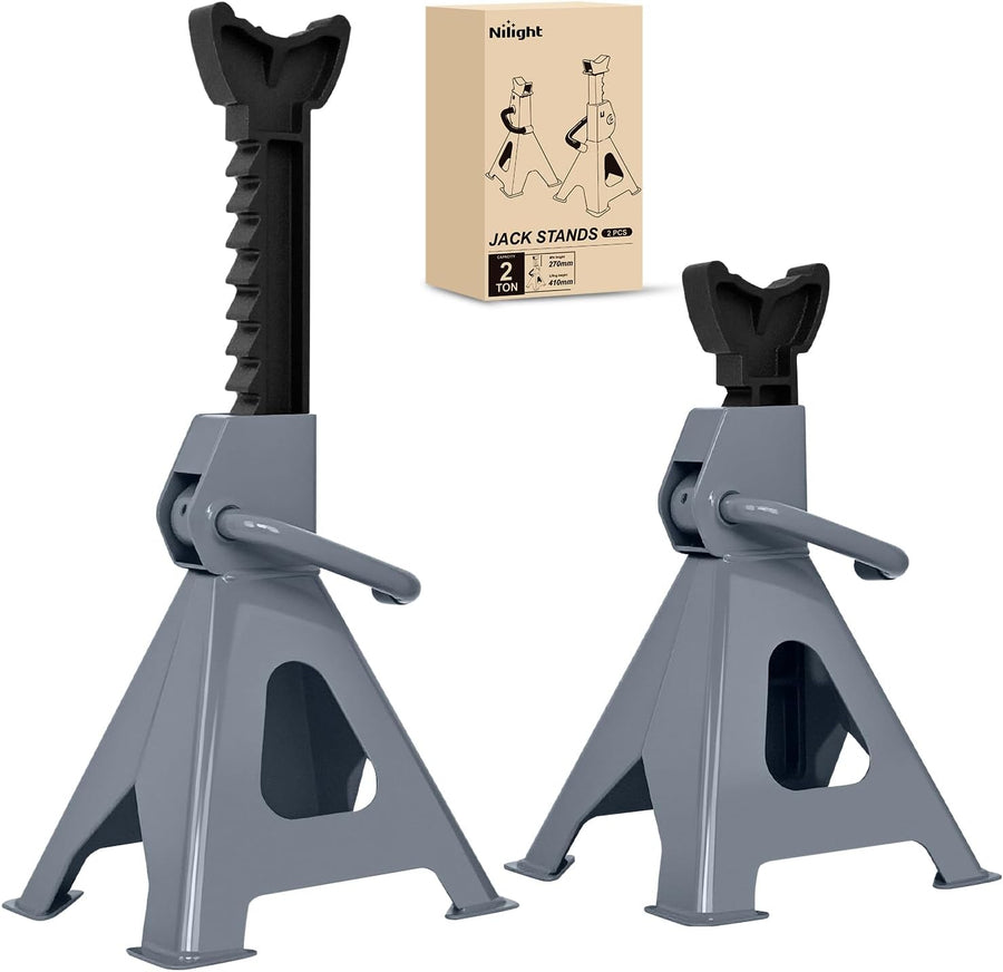 Nilight Jack Stands, 2 Ton (4,400 lbs) Capacity Heavy Duty Steel Car Lifting Stand, Adjustable Height 10.6 Inch to 16.2 Inch, 1 Pair