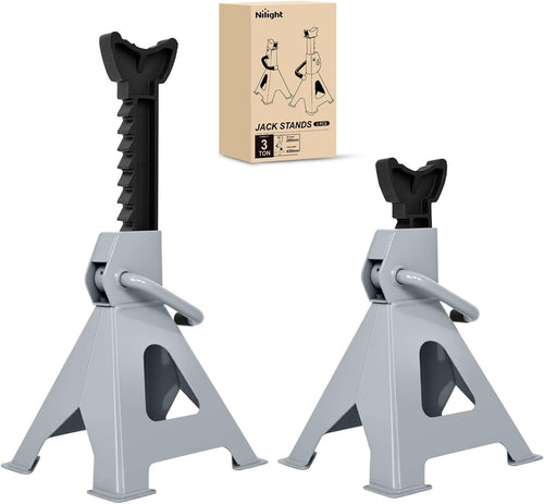 Nilight Jack Stands, 3 Ton (6,600 lbs) Capacity Heavy Duty Steel Car Lifting Stand, Adjustable Height 11.22 Inch to 16.53 Inch, 1 Pair
