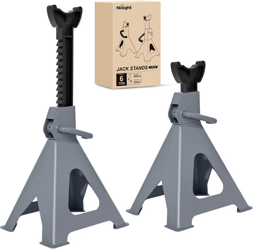Nilight Jack Stands, 6 Ton (12,000 lbs) Capacity Heavy Duty Steel Car Lifting Stand, Adjustable Height 15.35 Inch to 23.22 Inch, 1 Pair