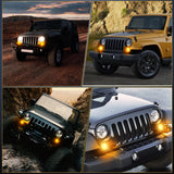 Nilight JK Front Turn Signals Light 8LED Smoked Lens Amber Fronts Grille Indicator Lights Day Running Waterproof Clearance Lamp Compatible with 2007-2017 Wrangler JKU, view 6