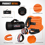 Nilight Kinetic Recovery Tow Rope Kit with 2 Soft Shackle 1-1/8inx30ftt Heavy Duty Offroad Tow Rope Snatch Strap Towing Strap kit 48,000LBS for UTV ATV SUV Truck Car Jeep Tractor, view 2