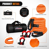 Nilight Kinetic Recovery Tow Rope Kit with 3/4 Inch Anti-Theft D-Ring Shackles 1 Inch x 30ft Heavy Duty Offroad Tow Rope Snatch Strap Towing Strap kit 48,000LBS for UTV ATV SUV Truck Car Jeep Tractor, view 2