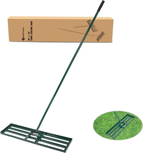 Nilight Lawn Leveling Rake 30 Inch for Soil Yard Leveling Rake with 30 Inchx10 Inch Ground Plate 72 Inch Steel Handle Effort-Saving Heavy Duty Ground Leveler Tool for Backyard Garden Farm Golf Course Landscaping