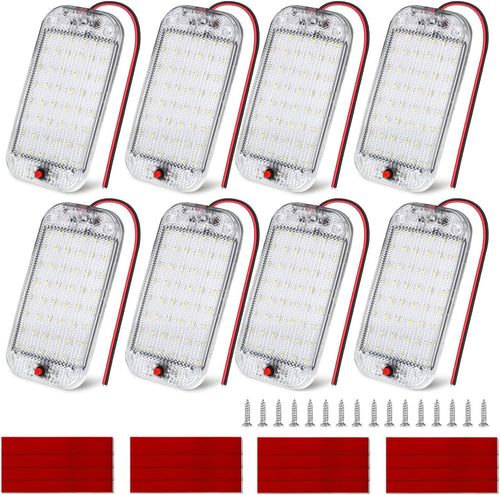 Nilight LED Dome Light 8PCS 6 Inch Interior Light White | 48 LEDs 800LM Output with On Off Switch and 12V-85V Compatibility for RV Enclosed Cargo Trailer Truck Boat and Van