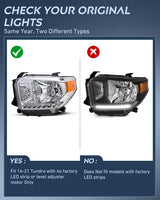Nilight LED DRL Headlight Assembly Compatible with 2014 2015 2016 2017 2018 2019 2020 2021 Toyota Tundra Clean Lens Black Housing Amber Reflector Clear Lens Headlamps Replacement, view 4