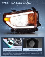 Nilight LED DRL Headlight Assembly Compatible with 2014 2015 2016 2017 2018 2019 2020 2021 Toyota Tundra Clean Lens Black Housing Amber Reflector Clear Lens Headlamps Replacement, view 6