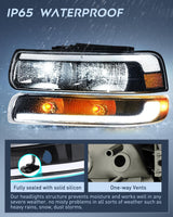 Nilight LED DRL Headlight Assembly for 1999 2000 2001 2002 Chevy Silverado 1500 1500HD 2500 2500HD 3500 Chevrolet Tahoe Suburban Replacement Headlamp Clean Lens Black Housing Amber Bumper Lights Set, view 5