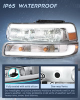 Nilight LED DRL Headlight Assembly for 1999 2000 2001 2002 Chevy Silverado 1500 1500HD 2500 2500HD 3500 Chevrolet Tahoe Suburban Replacement Headlamp Clean Lens Chrome Housing Amber Bumper Lights Set, view 5