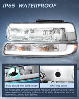 Nilight LED DRL Headlight Assembly for 1999 2000 2001 2002 Chevy Silverado 1500 1500HD 2500 2500HD 3500 Chevrolet Tahoe Suburban Replacement Headlamp Clean Lens Chrome Housing Bumper Lights Set, view 5