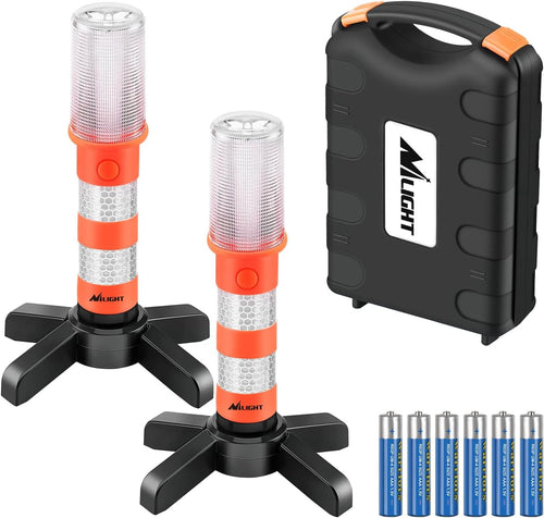Nilight LED Emergency Roadside Kit for Car,Magnetic Base, Detachable Stand, Solid Storage Case,Use for Car Truck Beacon Safety Strobe Light Warning Alert-2 Pack