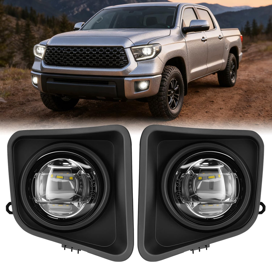 Nilight LED Fog Light Assembly Compatible with 2014 2015 2016 2017 2018 2019 2020 2021 Toyota Tundra Fog Lamps with DRL Clear Lens Driver and Passenger Side