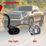 Nilight LED Fog Light Assembly Compatible with 2014 2015 2016 2017 2018 2019 2020 2021 Toyota Tundra Fog Lamps with DRL Clear Lens Driver and Passenger Side, view 3