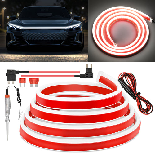 Nilight LED Hood Light Strip, 59Inch Flexible Car Hood Light Waterproof Dynamic Startup Daytime Running Light for Cars, SUVs, Trucks, White