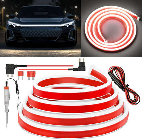 Nilight LED Hood Light Strip, 70Inch Flexible Car Hood Light Waterproof Dynamic Startup Daytime Running Light for Cars, SUVs, Trucks, White