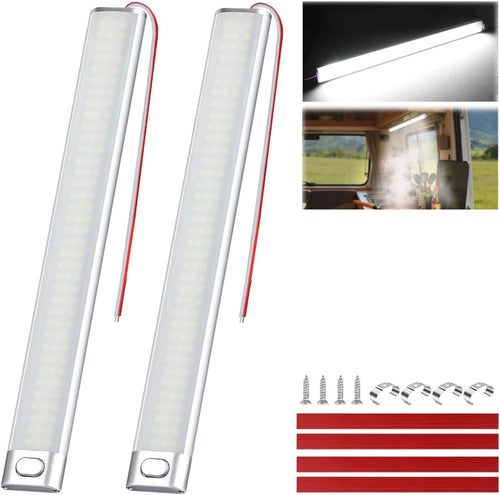 Nilight LED Interior Light Bar 2PCS 15.4 Inch Strip Light White | 168 LEDs 1600LM Output with On Off Switch and 12V to 85V Compatibility for RV Trailer Boat Truck and Van